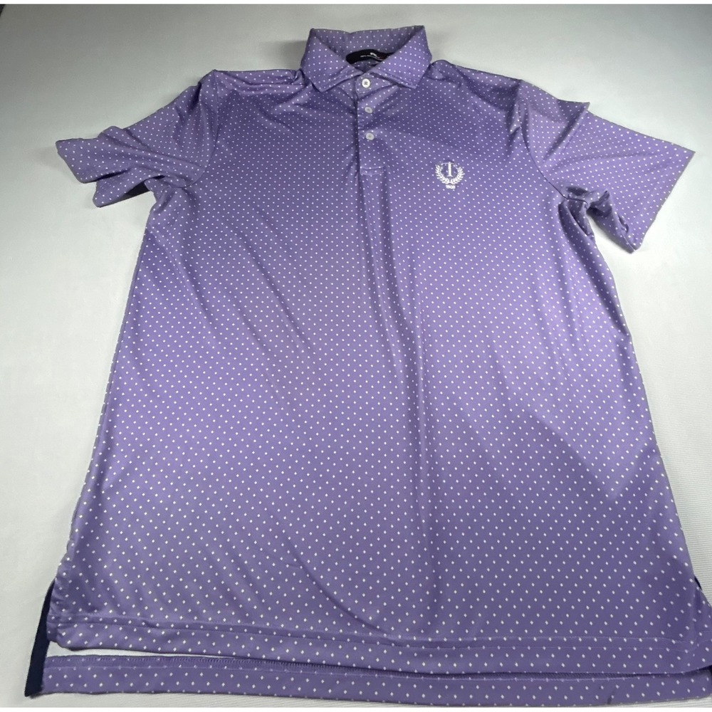 RLX Ralph Lauren Mens Purple Diamond Dot Golf Polo Shirt Size Medium T 1908 Logo